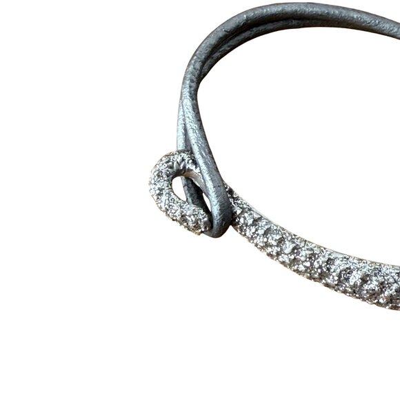 KMO Paris Jewel Silver & Glitter Textured Bangle Bracelet - Picture 5 of 5